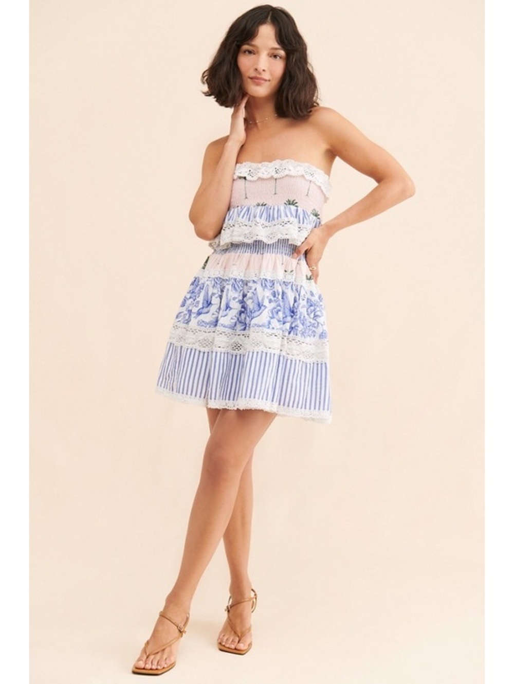 NUULY X PLACE NATIONALE Strapless Lace Preppy Mini Dress - Picture 6 of 7